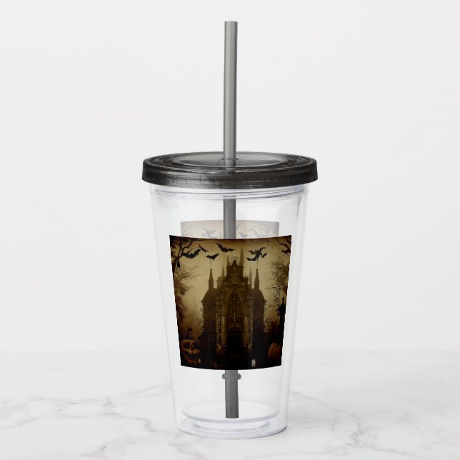 Gothic/Halloween/fall/pumpkin  Acrylic Tumbler (Front)