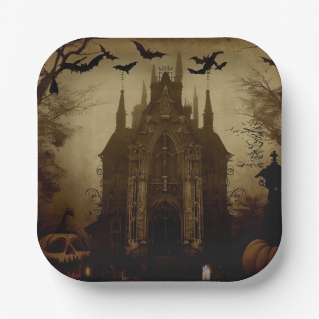 Gothic/Halloween/fall/pumpkin  Paper Plate (Front)