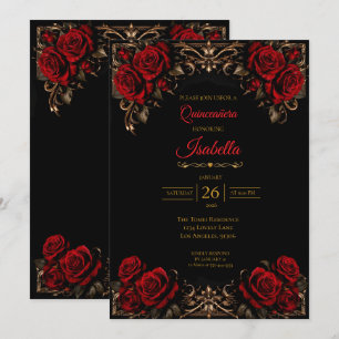 Gothic Halloween Floral Quinceanera Invitat Invitation