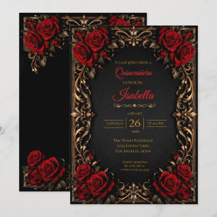 Gothic Halloween Floral Quinceanera Invitat Invitation