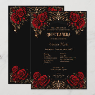 Gothic Halloween Floral Quinceanera Invitat Invitation
