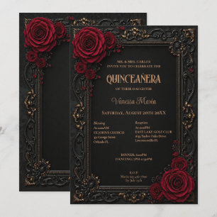 Gothic Halloween Floral Quinceanera Invitat Invitation