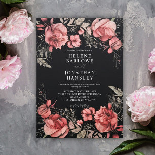 Gothic Halloween Floral Wedding Invitation