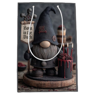 Gothic Halloween gnome with Born in the Dark sign Medium Gift Bag