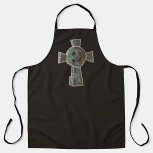 Gothic Halloween Graveyard Headstone Cross Drawing Apron