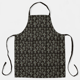 Gothic Halloween Graveyard Headstone Cross Drawing Apron