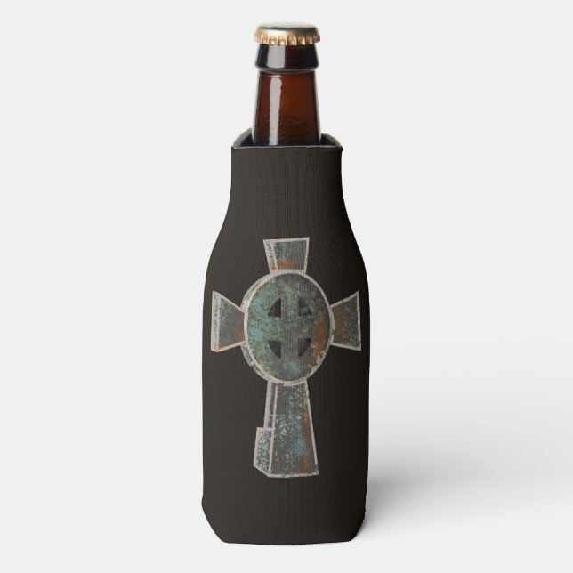 Gothic Halloween Graveyard Headstone Cross Drawing Bottle Cooler (Bottle Front)