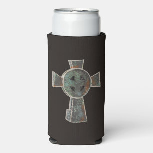 Gothic Halloween Graveyard Headstone Cross Drawing Seltzer Can Cooler