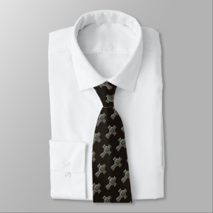 Gothic Halloween Graveyard Headstone Cross Drawing Tie