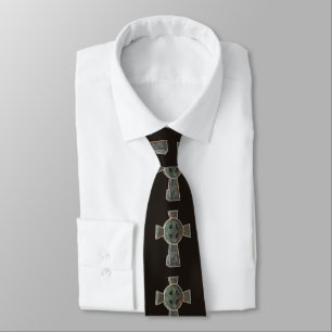 Gothic Halloween Graveyard Headstone Cross Drawing Tie