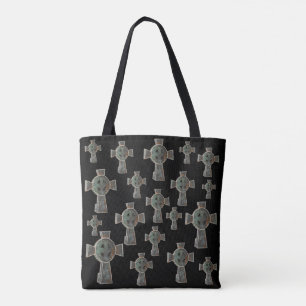 Gothic Halloween Graveyard Headstone Cross Drawing Tote Bag