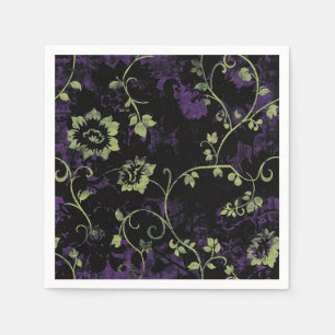 Gothic Halloween green purple botanical pattern Napkin