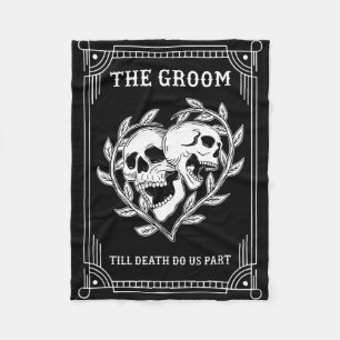 Gothic Halloween Groom Bride Wedding Bachelorette Fleece Blanket