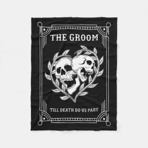 Gothic Halloween Groom Bride Wedding Bachelorette Fleece Blanket