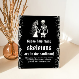 Gothic Halloween Guess How Many Skeletons Game Pedestal Sign
