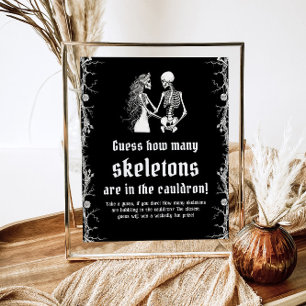 Gothic Halloween Guess How Many Skeletons Game Poster