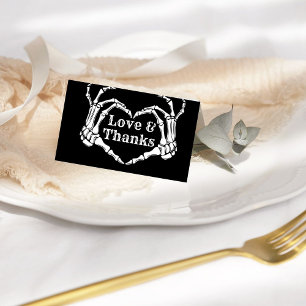 Gothic Halloween Love & Thanks Skull Heart Wedding Thank You Card