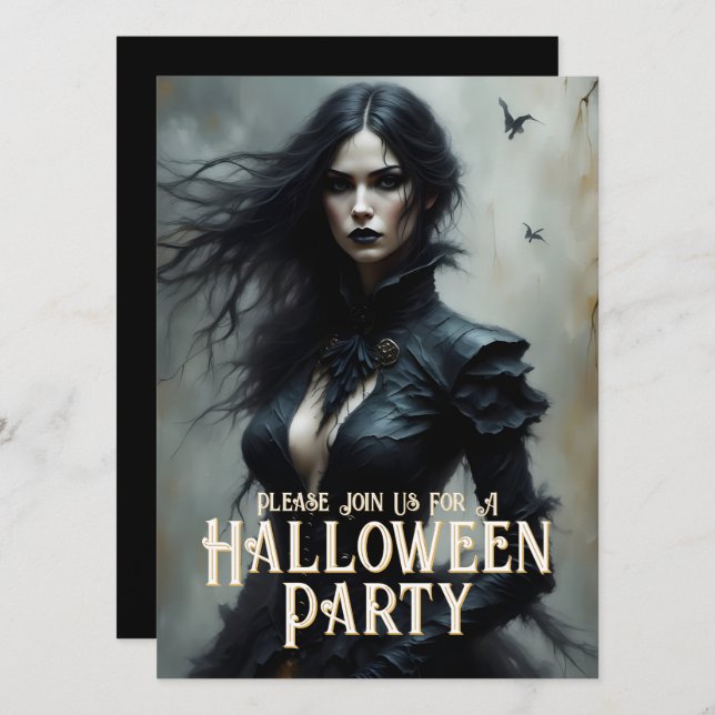 Gothic Halloween Night of Mystery Invitation (Front/Back)