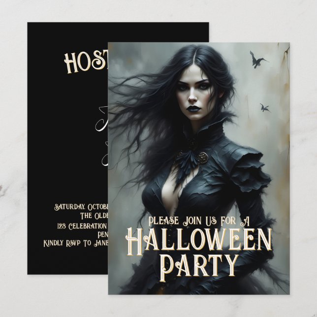 Gothic Halloween Night of Mystery Invitation (Front/Back)