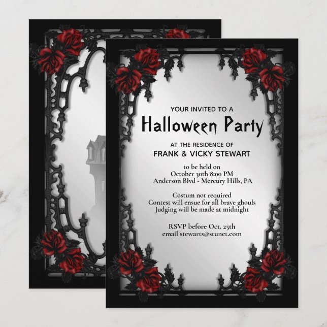 Gothic Halloween Party Invitation (Front/Back)