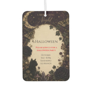 Gothic Halloween Party Roses, Dark Ivy, Moth, moon Car Air Freshener