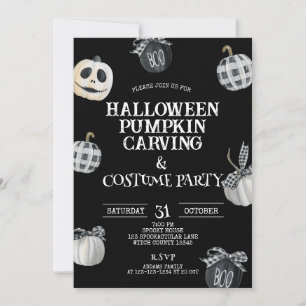 Gothic Halloween Pumpkin Carving & Costume Party Invitation