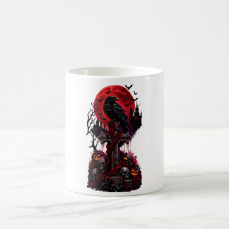 Gothic Halloween Raven Haunted Graveyard Pumpkin Coffee Mug