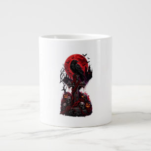 Gothic Halloween Raven Haunted Graveyard Pumpkin Large Coffee Mug
