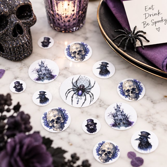 Gothic Halloween Raven Spider Skull Confetti (Creator Uploaded)