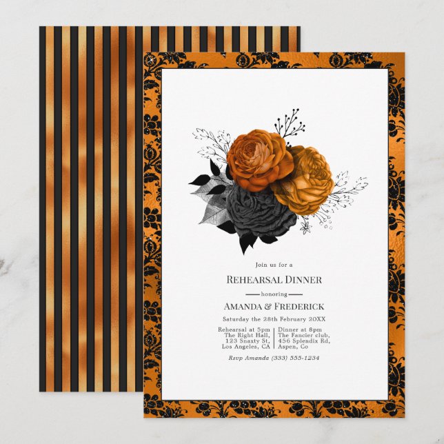 Gothic Halloween Rehearsal Dinner Invitation (Front/Back)