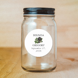 Gothic Halloween Roses White Wedding Classic Round Sticker