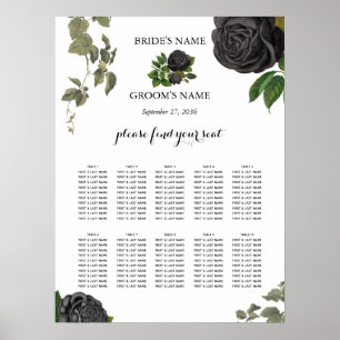 Gothic Halloween Roses White Wedding Seating Chart