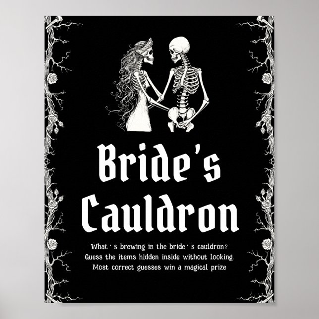 Gothic Halloween Skeleton Bride’s Cauldron Sign   (Front)
