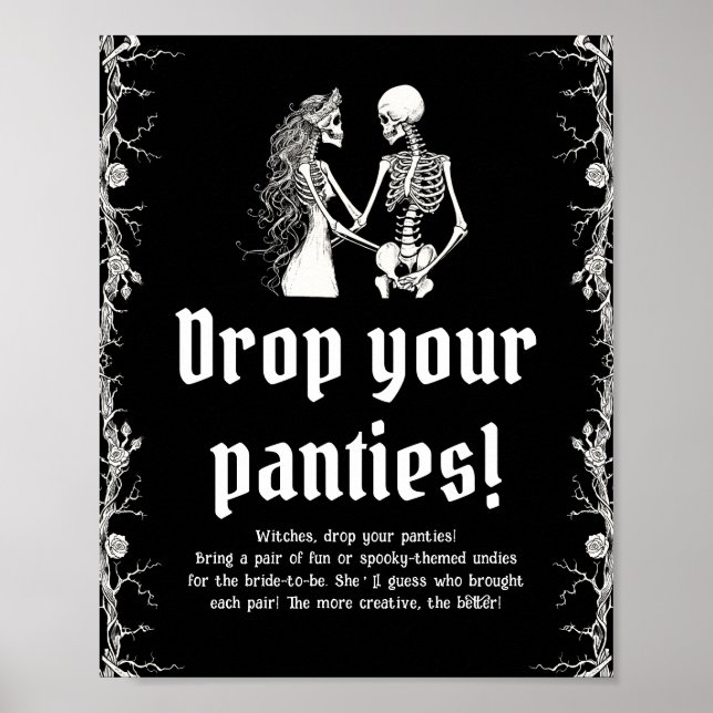 Gothic Halloween Skeleton Drop Your Panties Game Poster (Front)