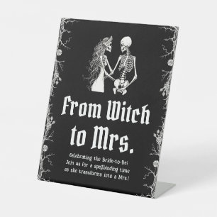 Gothic Halloween Skeleton From Witch To Mrs. Sign
