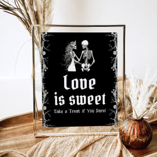 Gothic Halloween Skeleton Love is Sweet Sign  