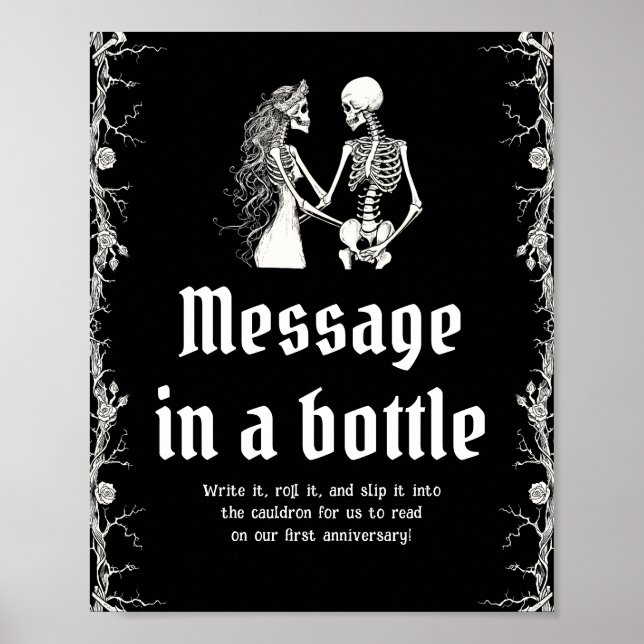 Gothic Halloween Skeleton Message in a bottle Game Poster (Front)
