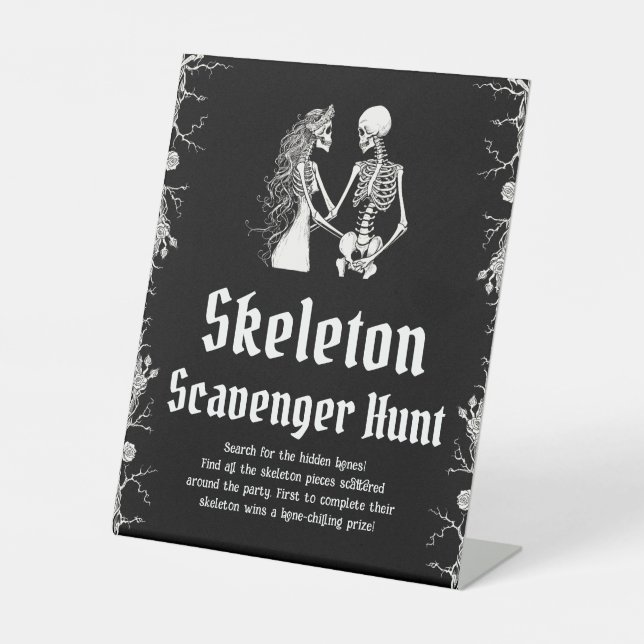 Gothic Halloween Skeleton Scavenger Hunt Sign   (Front)