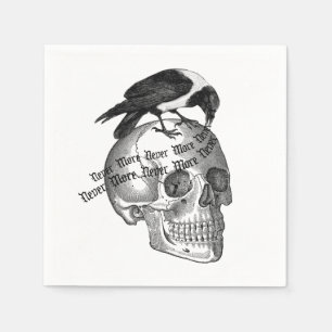 Gothic Halloween Skull Raven  Napkin