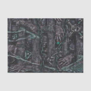 Gothic Halloween Skulls Dark Green Body Parts Tissue Paper