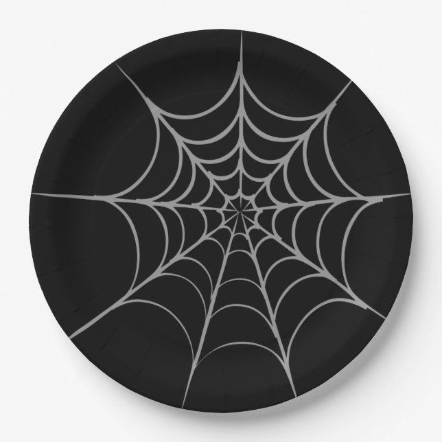 Gothic Halloween Spider Web Paper Plates (Front)
