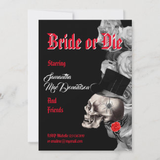 Gothic Halloween style bachelorette party Invitation