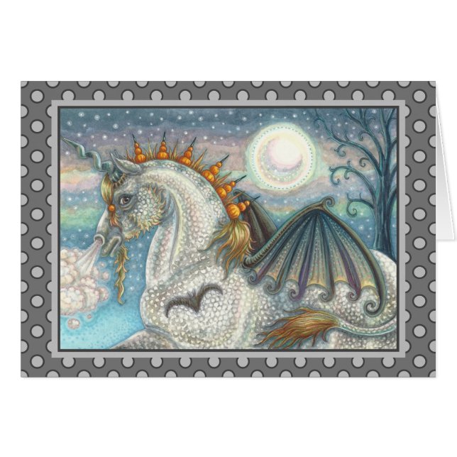 GOTHIC HALLOWEEN UNICORN, BAT WINGS, HORSE V CARD (Front Horizontal)