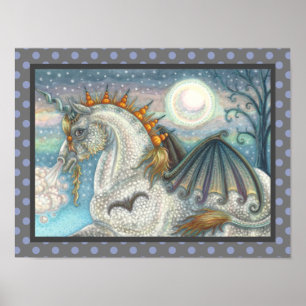 GOTHIC HALLOWEEN UNICORN WITH BAT WINGS, HORSE POSTER