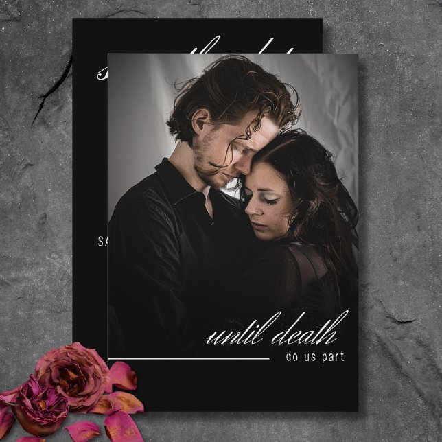 Gothic Halloween Until Death Photo Wedding Save The Date (Gothic Halloween Until Death Photo Wedding Save The Date)