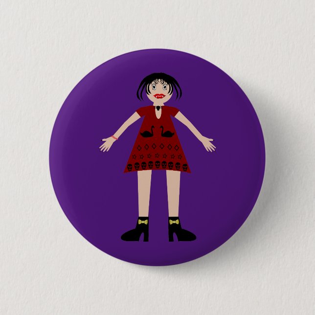Gothic Halloween Vampire Lady 6 Cm Round Badge (Front)