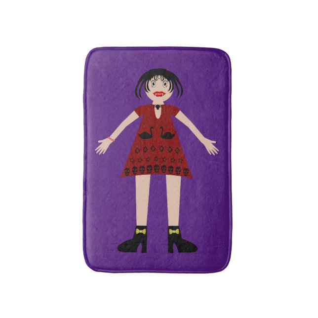 Gothic Halloween Vampire Lady Bath Mat (Front Vertical)