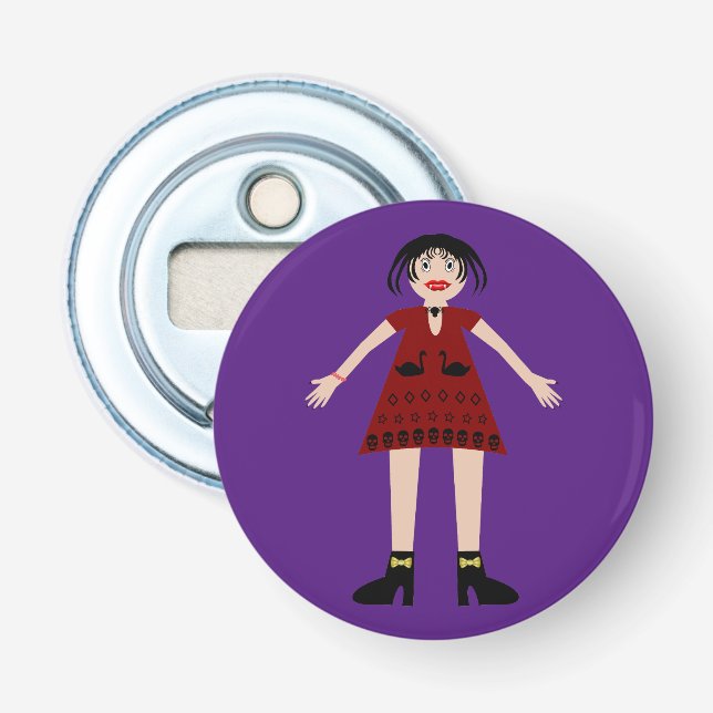 Gothic Halloween Vampire Lady Bottle Opener (Front)