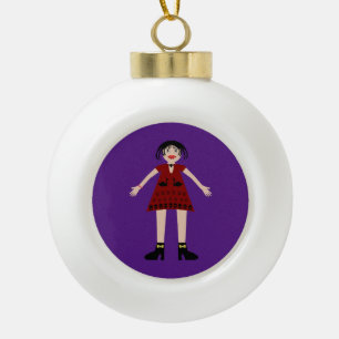 Gothic Halloween Vampire Lady Ceramic Ball Christmas Ornament
