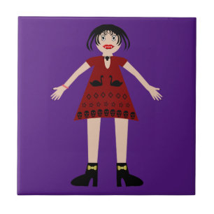 Gothic Halloween Vampire Lady Ceramic Tile